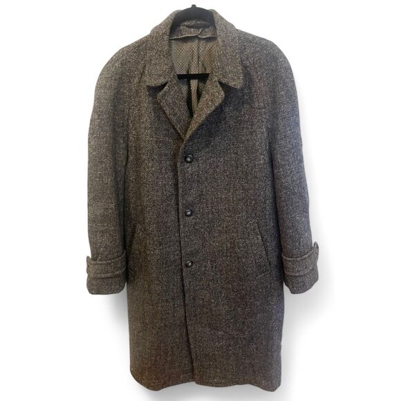 HARRIS TWEED Men's Vintage Wool Overcoat Jacket - Picture 1 of 10